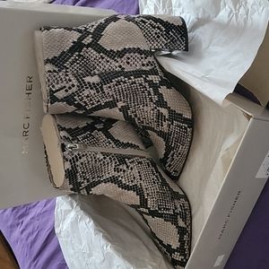 Marc Fisher snake skin leather booties